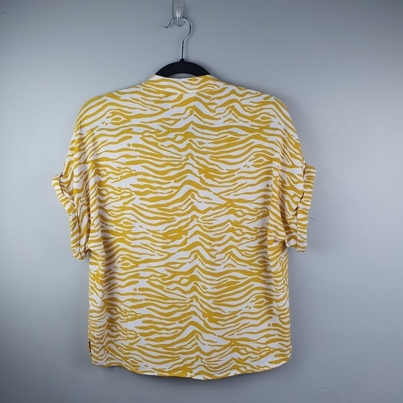 MAEVE ANTHROPOLOGIE Animal Print Button-up Blouse White Yellow Women XS - Picture 7 of 10